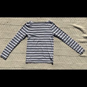 Grey and white boatneck shirt